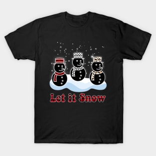Let It Snow Snowman Winter Scarf Snowflake T-Shirt
